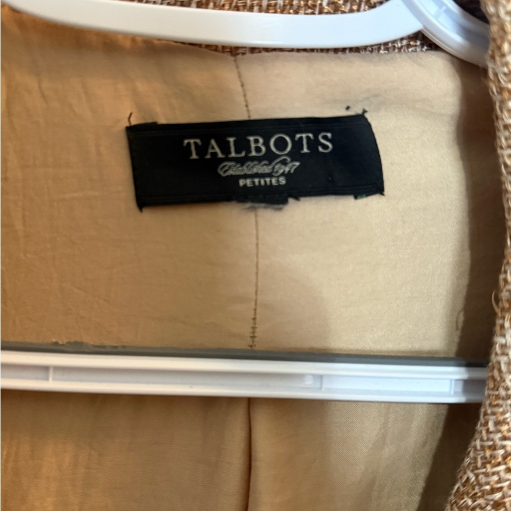 Vintage Talbots Woven Tan Tweed Blazer Jacket - Picture 5 of 5